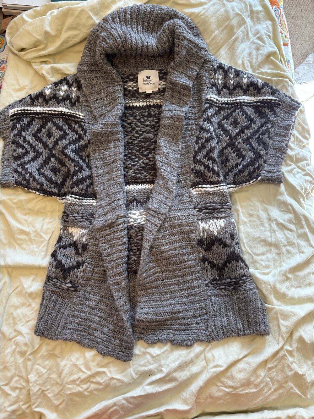 Short sleeve Sweater Cardigan with Tie Wrap, Boho Vibes